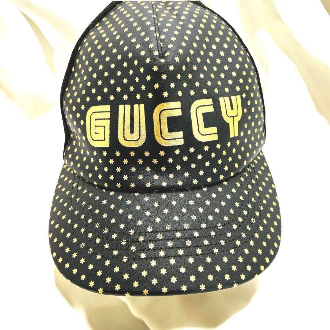 Gucci SEGA Hat Cap Baseball Cap Star Black Gold Men's Size XL Authentic