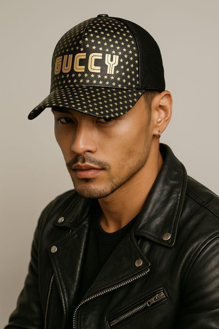 Gucci SEGA Hat Cap Baseball Cap Star Black Gold Men's Size XL Authentic