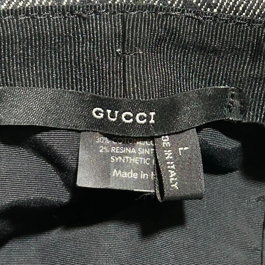 Gucci Bucket Hat GG Canvas Black Dark Gray Men's Size L Authentic
