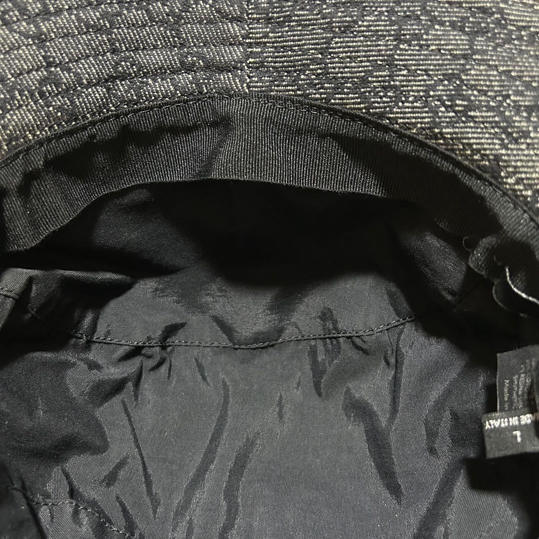 Gucci Bucket Hat GG Canvas Black Dark Gray Men's Size L Authentic