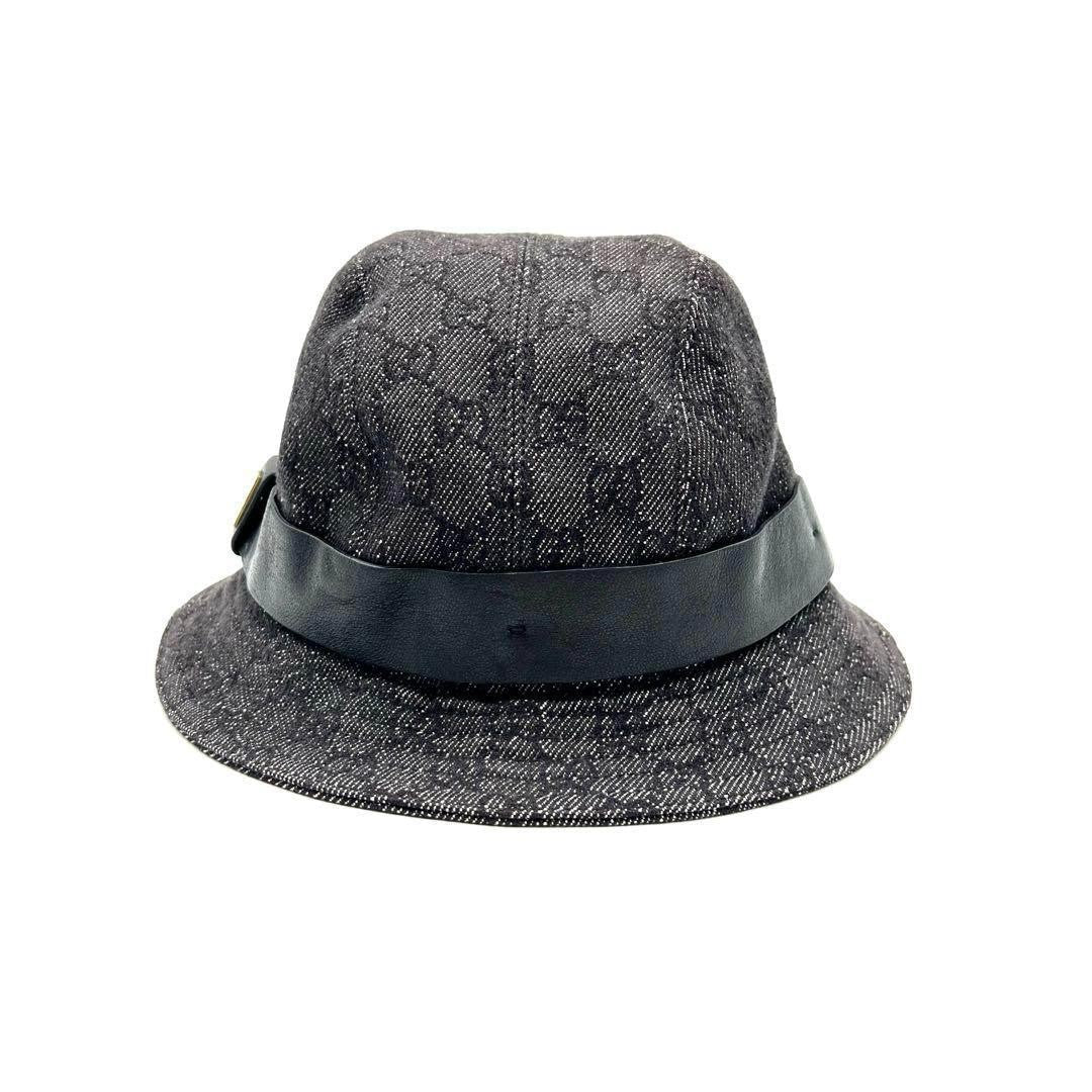 Gucci Bucket Hat GG Canvas Black Dark Gray Men's Size L Authentic