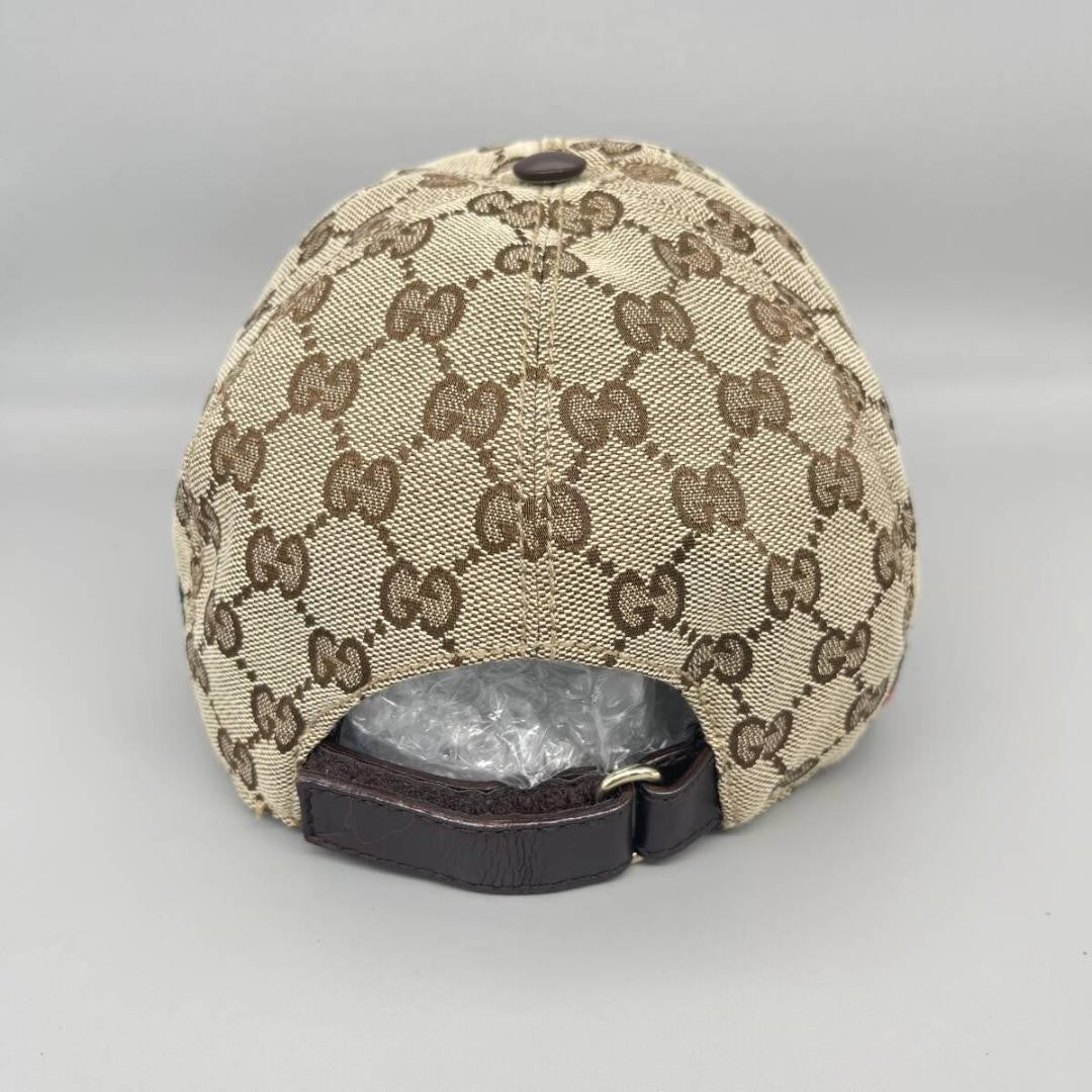 Gucci Hat Cap Baseball Cap GG Canvas Sherry Line Beige Size L Men's Authentic