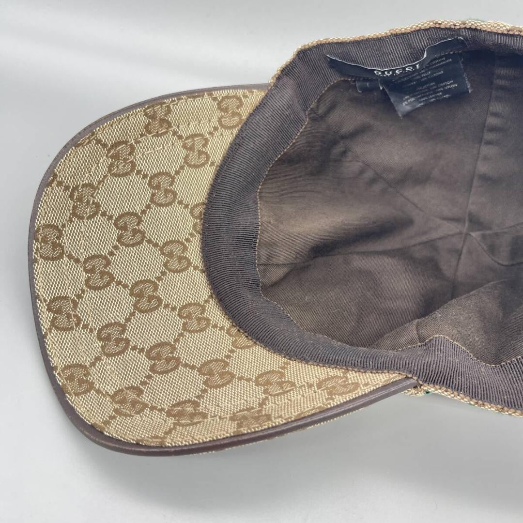 Gucci Hat Cap Baseball Cap GG Canvas Sherry Line Beige Size L Men's Authentic