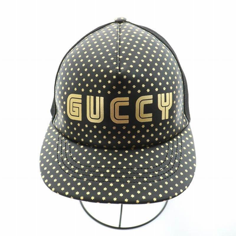 Gucci Sega Hat Cap Baseball Cap Star Black Gold Size S Men's Authentic