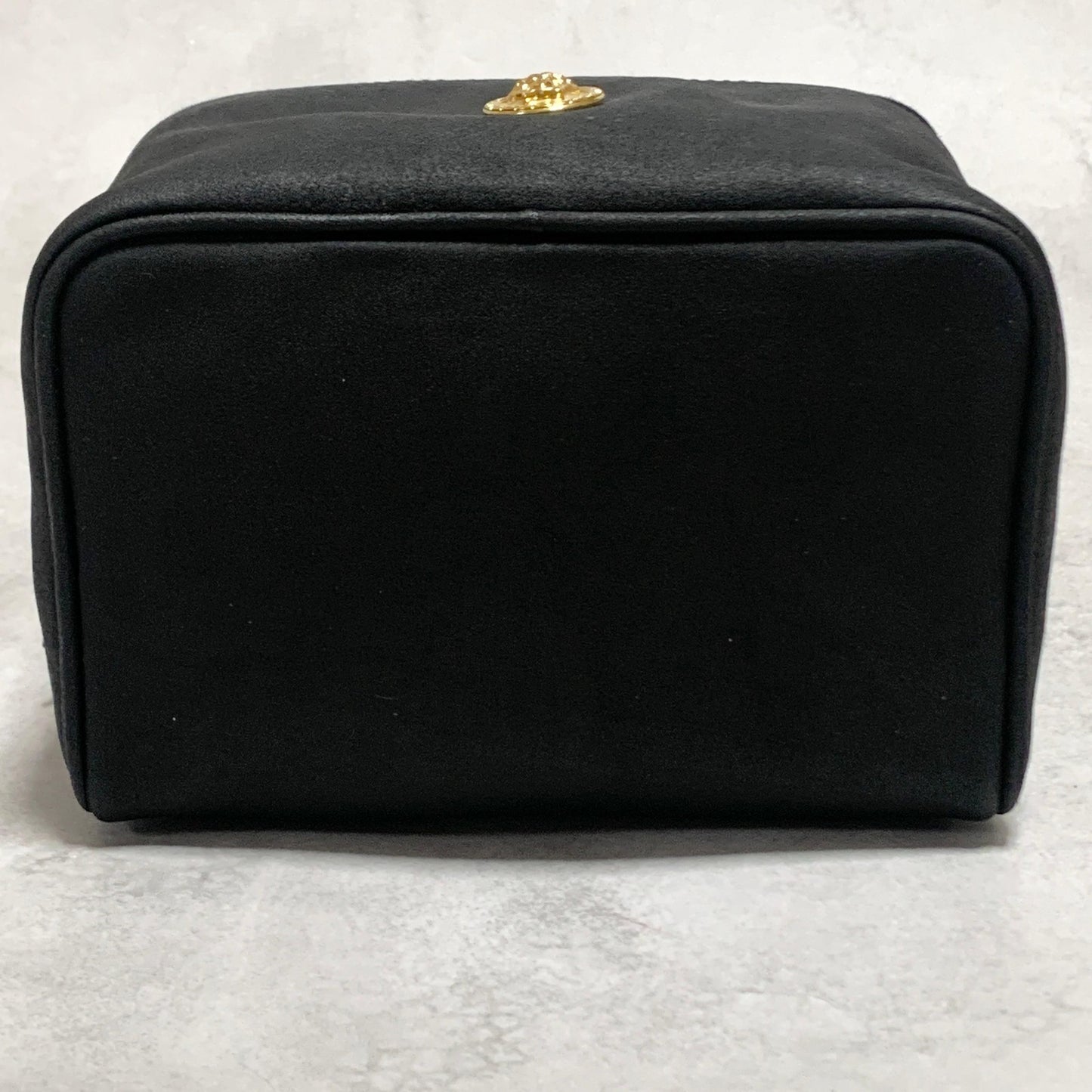 VERSACE Bag Medusa Vanity Vanity Pouch Purse Hand Leather Black Gold Authentic