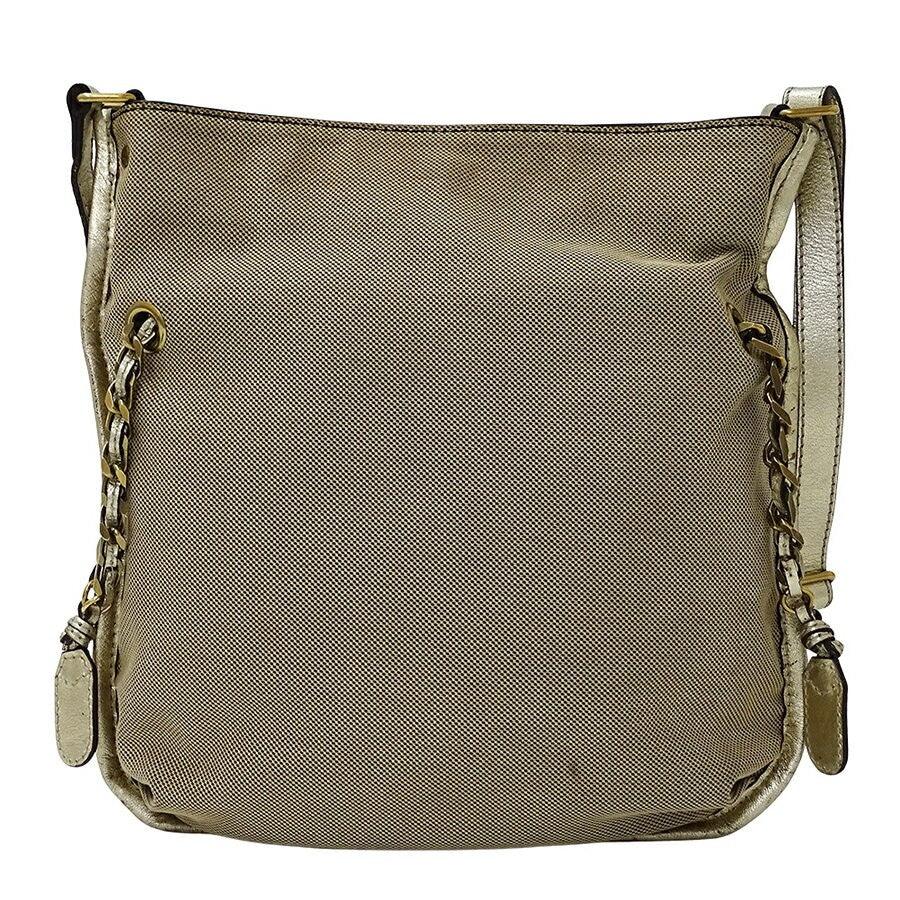 Chloe Shoulder Bag Purse Logo Canvas Gold Brown Authentic