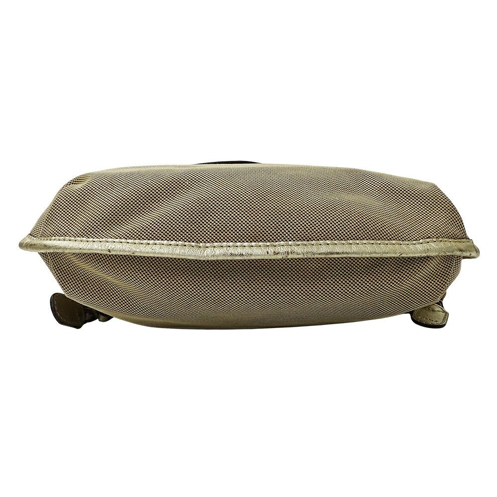 Chloe Shoulder Bag Purse Logo Canvas Gold Brown Authentic