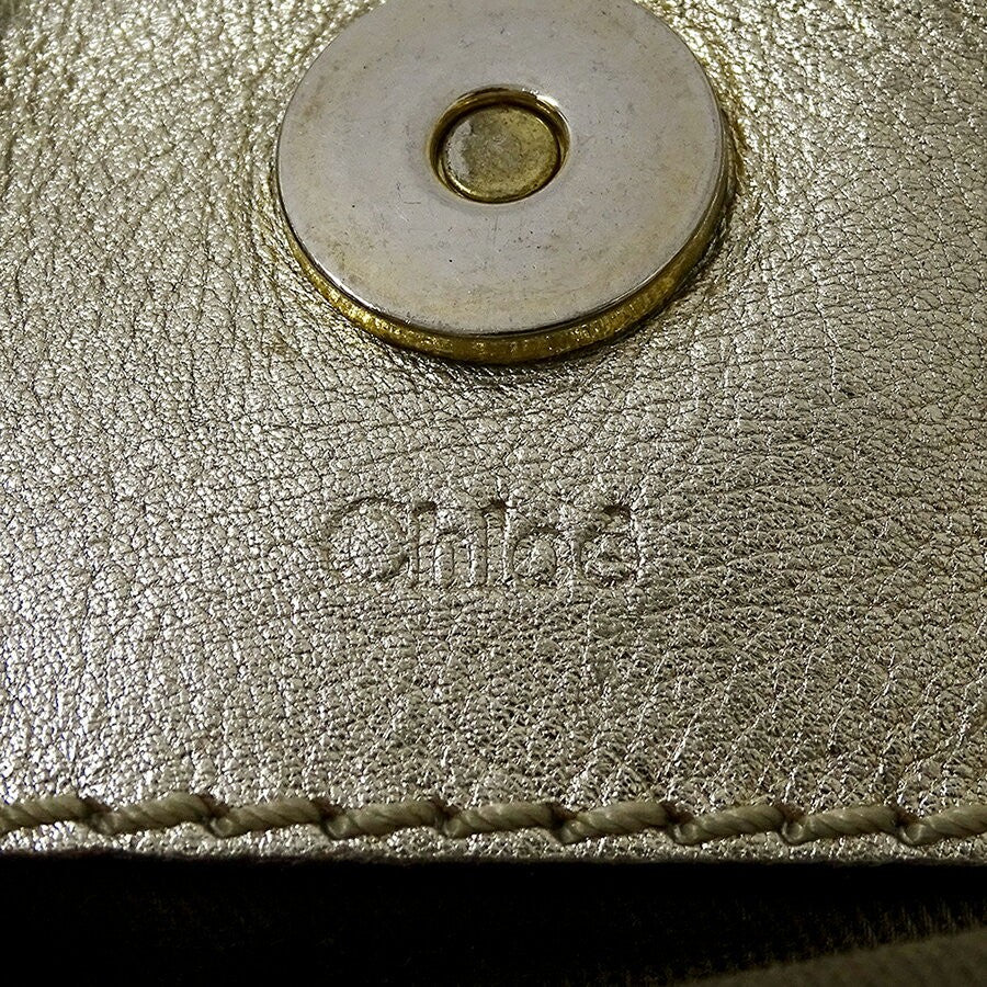 Chloe Shoulder Bag Purse Logo Canvas Gold Brown Authentic