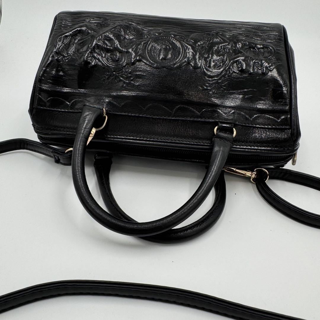 FENDI Shoulder Bag Purse Mini Boston 2way Leather Black Authentic