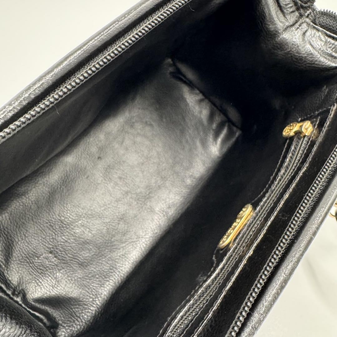 FENDI Shoulder Bag Purse Mini Boston 2way Leather Black Authentic