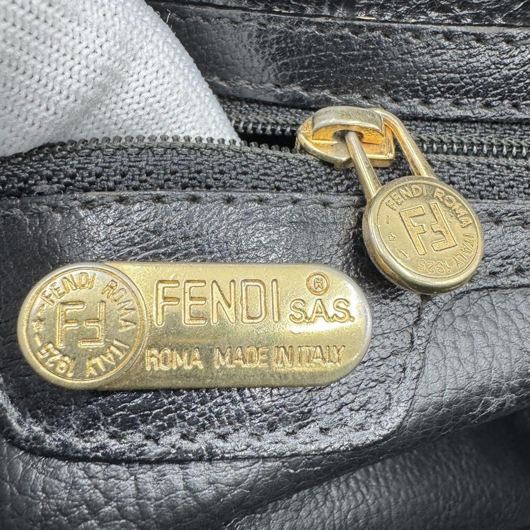 FENDI Shoulder Bag Purse Mini Boston 2way Leather Black Authentic