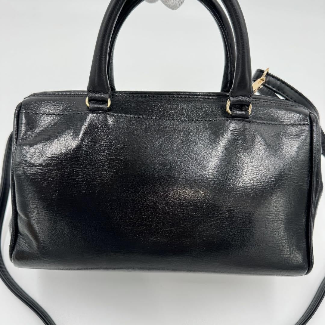 FENDI Shoulder Bag Purse Mini Boston 2way Leather Black Authentic