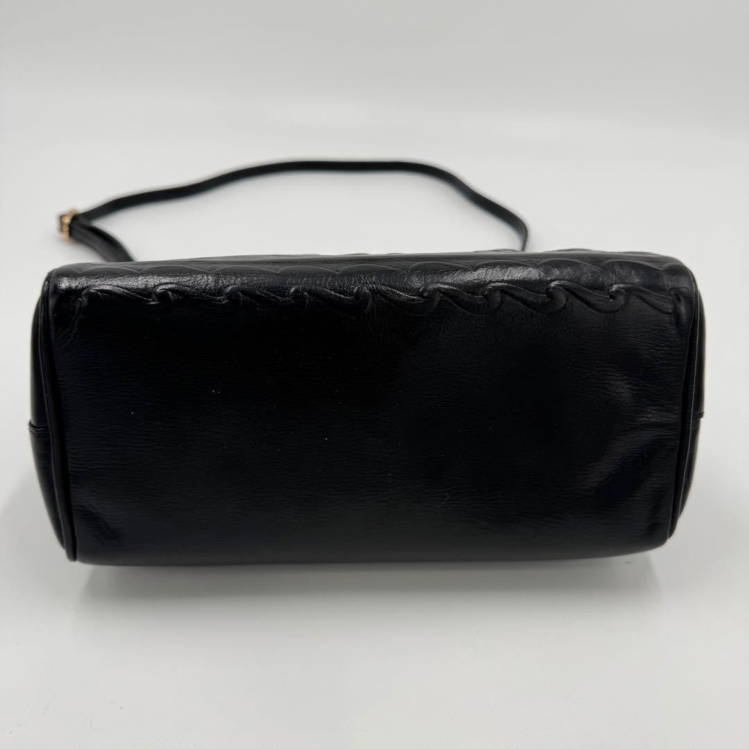 FENDI Shoulder Bag Purse Mini Boston 2way Leather Black Authentic
