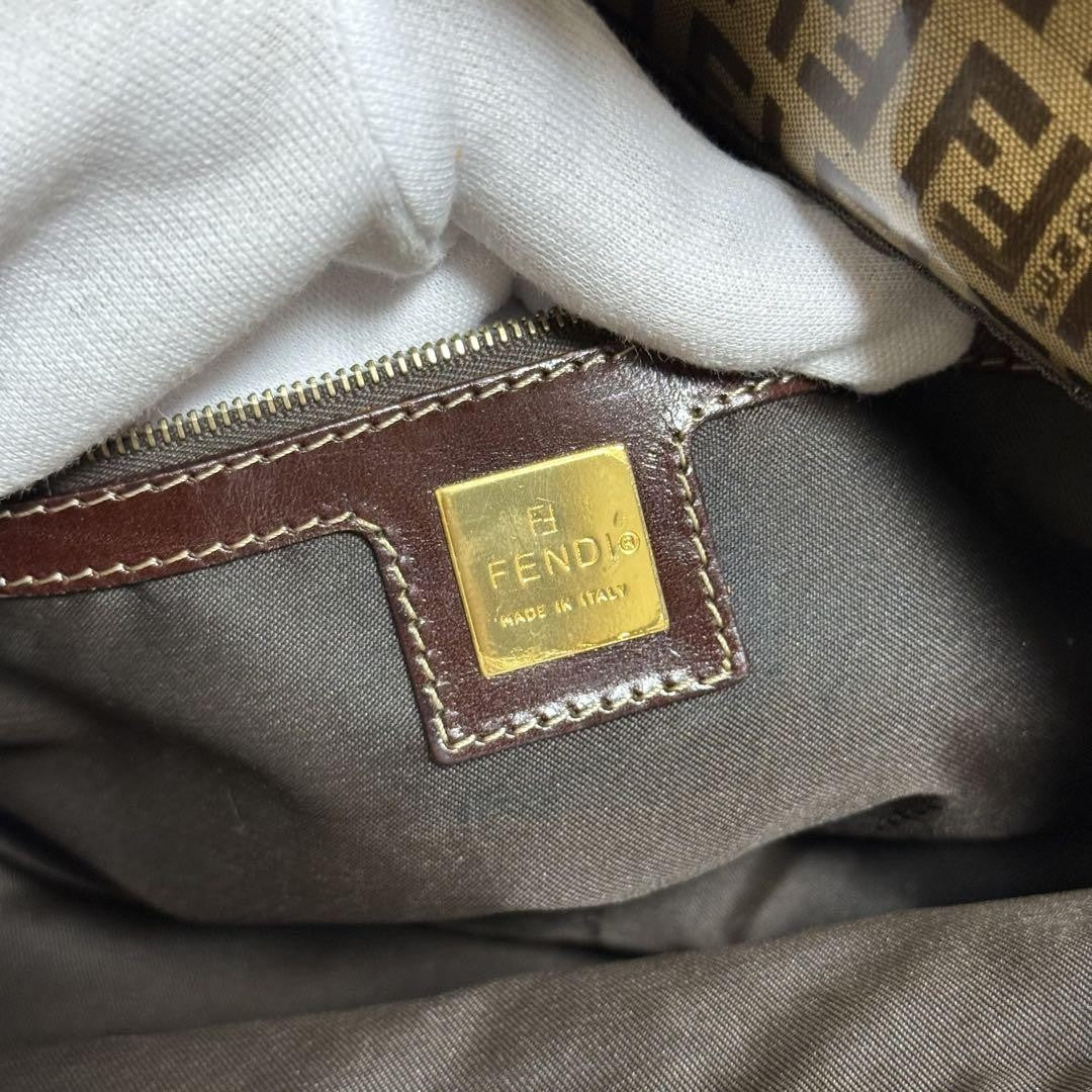 FENDI Shoulder Bag Purse FF Zucchino Baguette Authentic