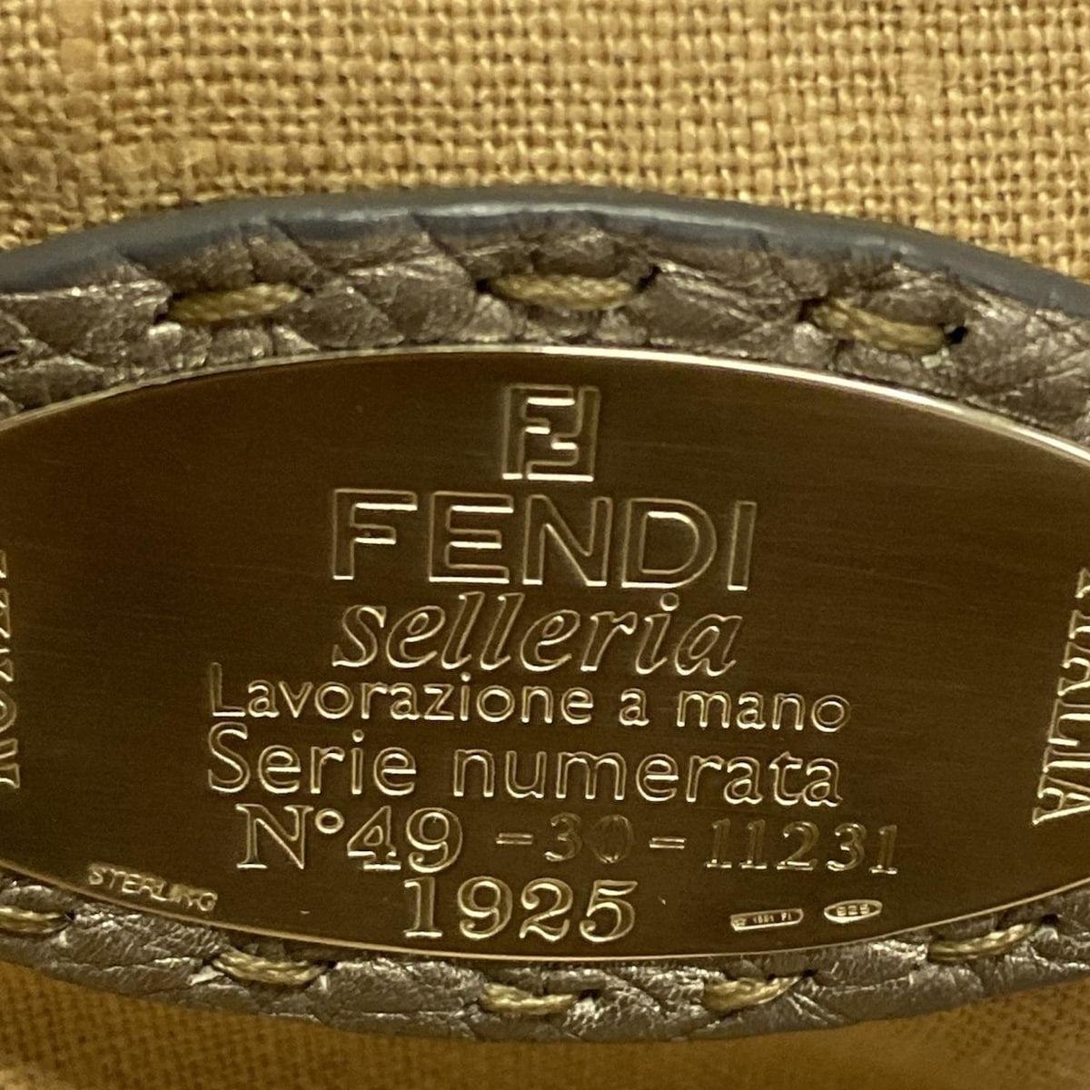 FENDI Hand Bag Tote Purse Selleria Leather Gray Authentic