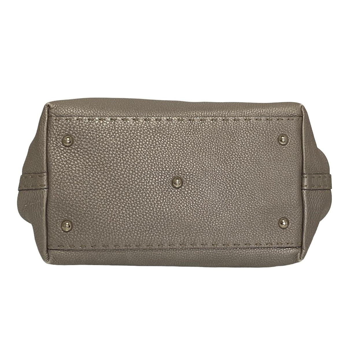 FENDI Hand Bag Tote Purse Selleria Leather Gray Authentic
