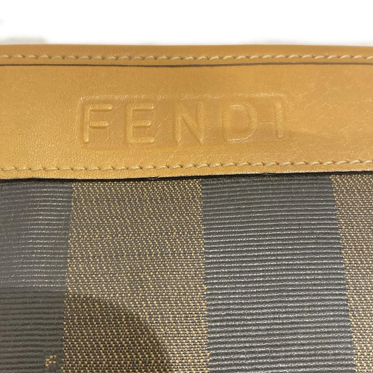 FENDI Second Bag Pecan PVC Leather Dark Brown Black Light Brown Authentic