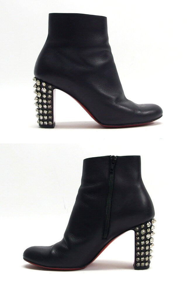 Christian Louboutin Short Boots Shoes EU 36.5 US 6.5 Leather Black Authentic