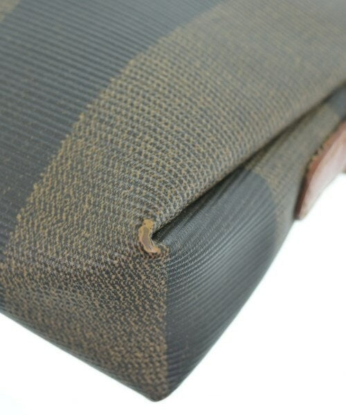 FENDI Shoulder Bag Purse FF Pecan Navy Gray Authentic