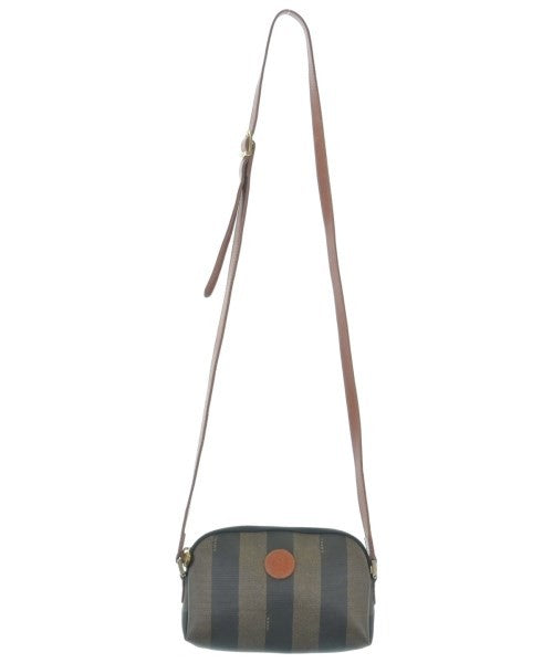 FENDI Shoulder Bag Purse FF Pecan Navy Gray Authentic
