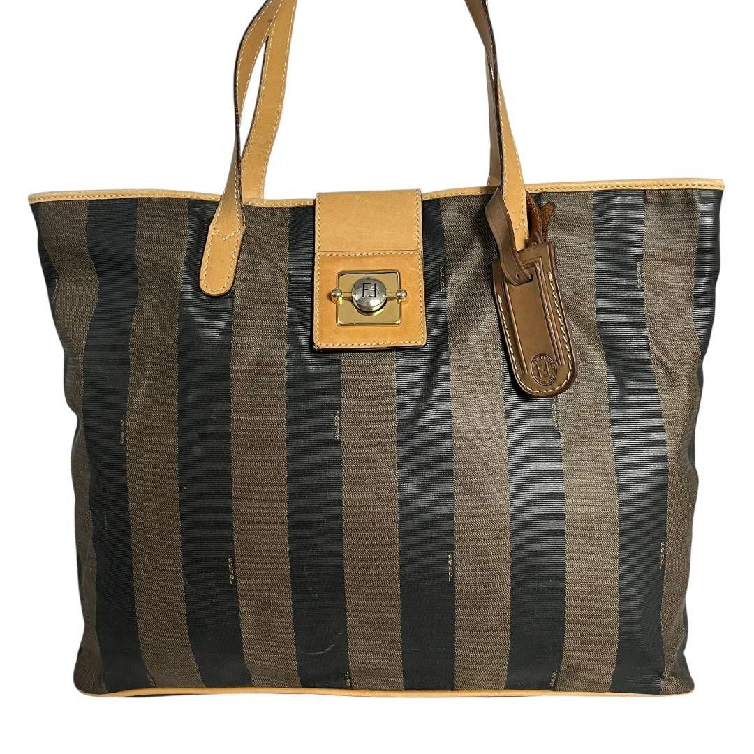 FENDI Hand Bag Tote Purse FF Pecan Authentic