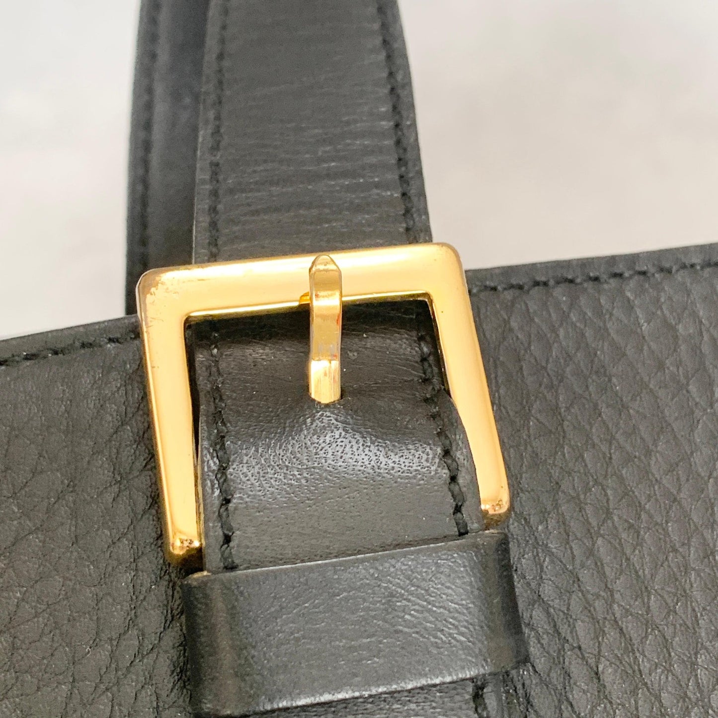 BURBERRY Bag Nova Check Hand Tote Purse Leather Black Gold Used Authentic