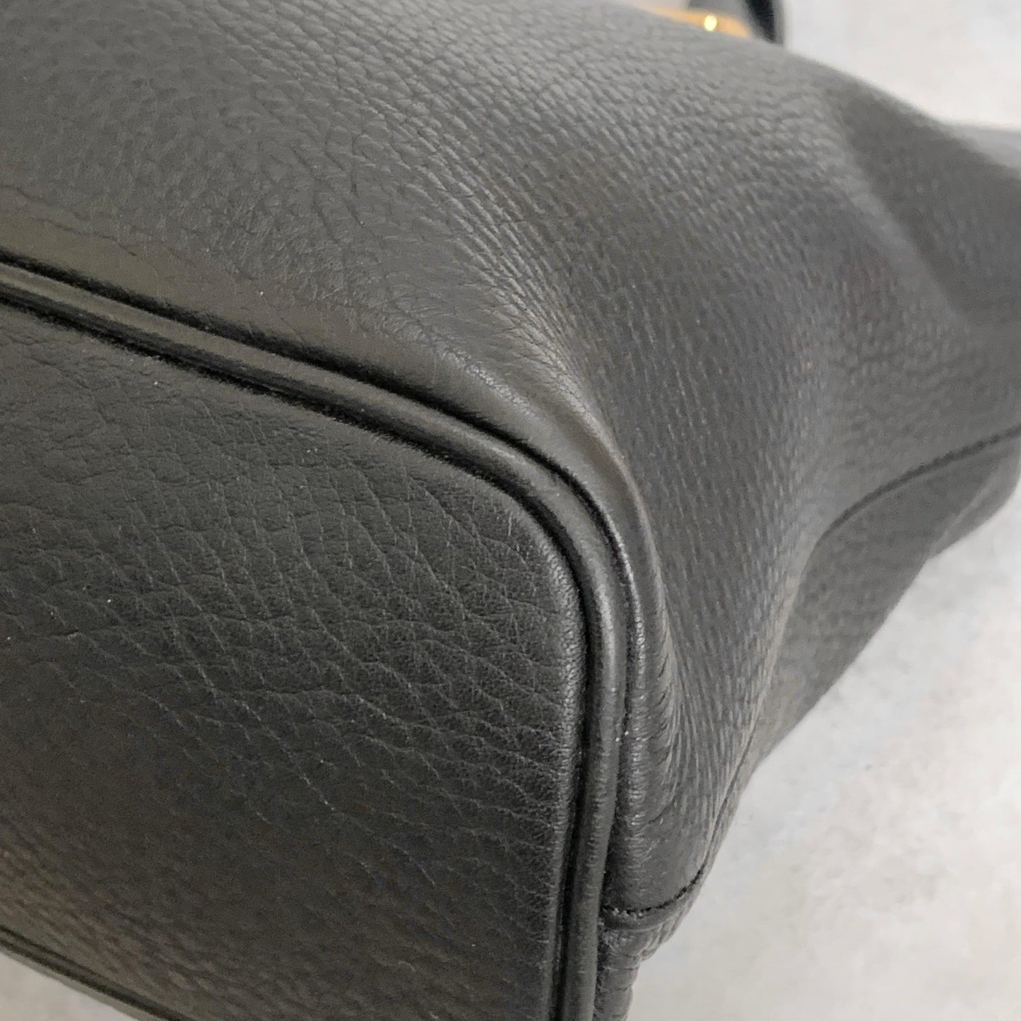 BURBERRY Bag Nova Check Hand Tote Purse Leather Black Gold Used Authentic