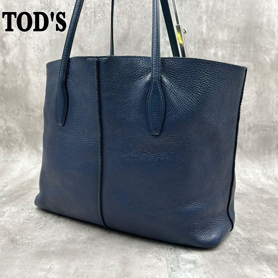 TOD'S Hand Bag Tote Purse 2way JOY Leather Navy Authentic