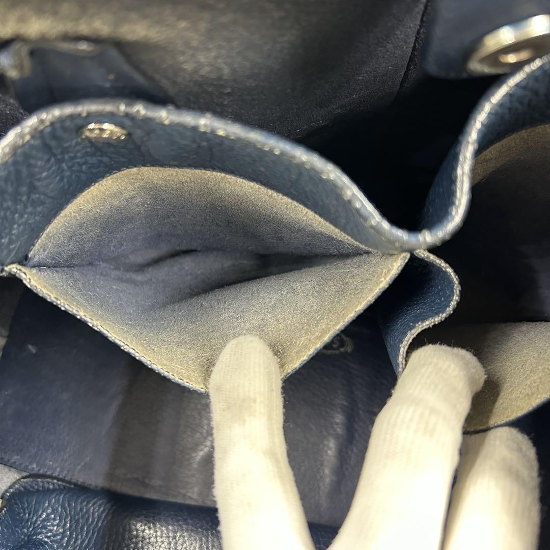 TOD'S Hand Bag Tote Purse 2way JOY Leather Navy Authentic