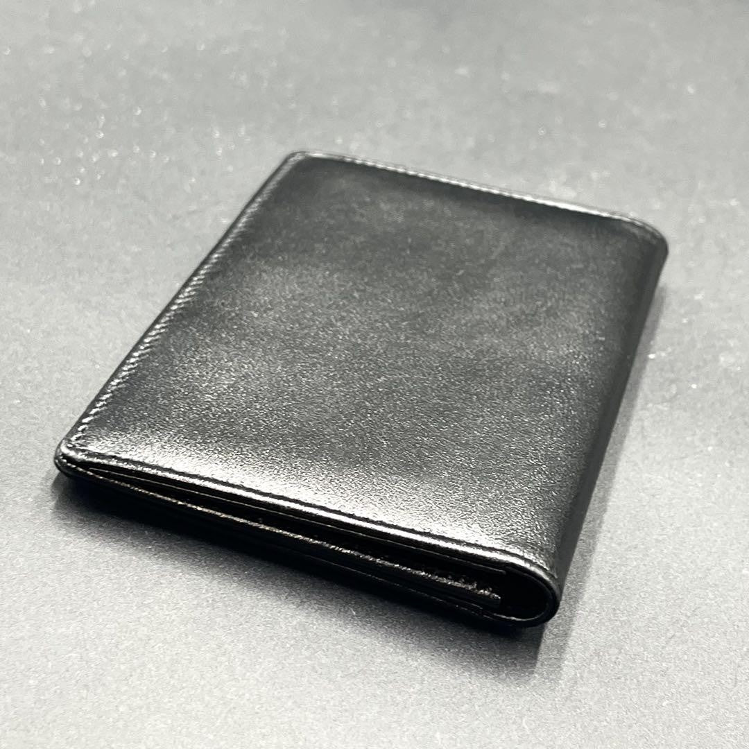 Montblanc Bi-fold Card Holder Wallet Case Flap Purse Compact Leather Black Auth