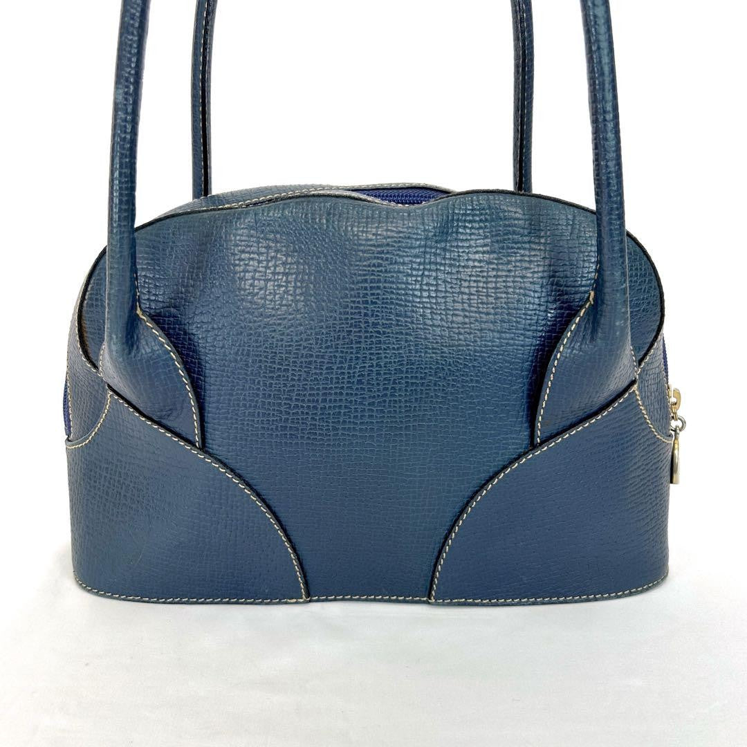 LOEWE Bag Hand Tote Purse Anagram Leather Blue Authentic Vintage