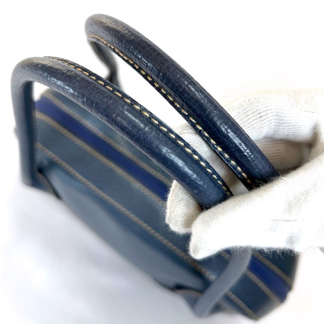 LOEWE Bag Hand Tote Purse Anagram Leather Blue Authentic Vintage