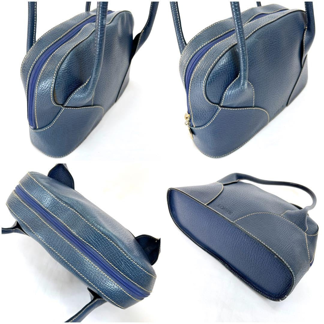 LOEWE Bag Hand Tote Purse Anagram Leather Blue Authentic Vintage