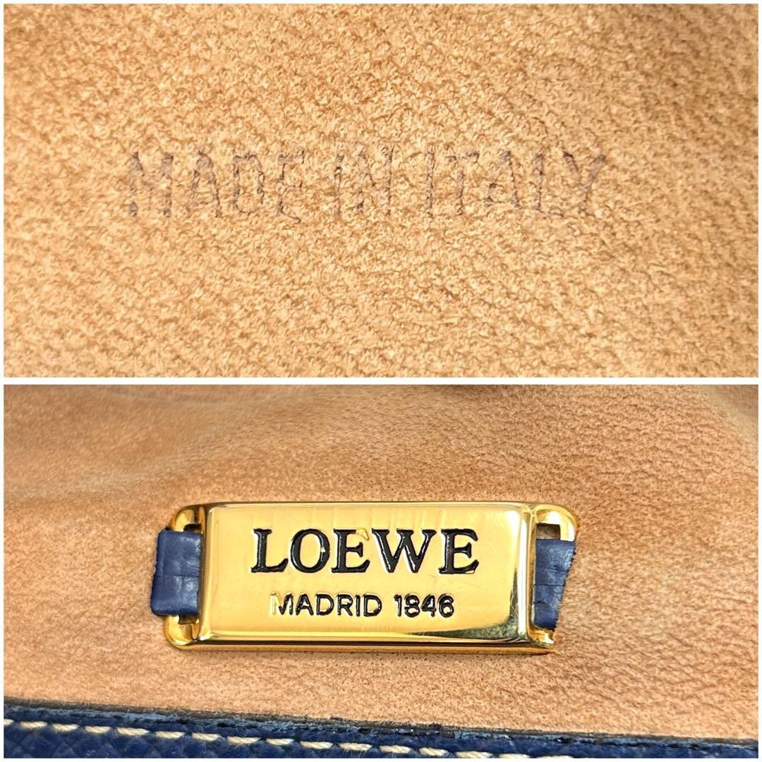 LOEWE Bag Hand Tote Purse Anagram Leather Blue Authentic Vintage