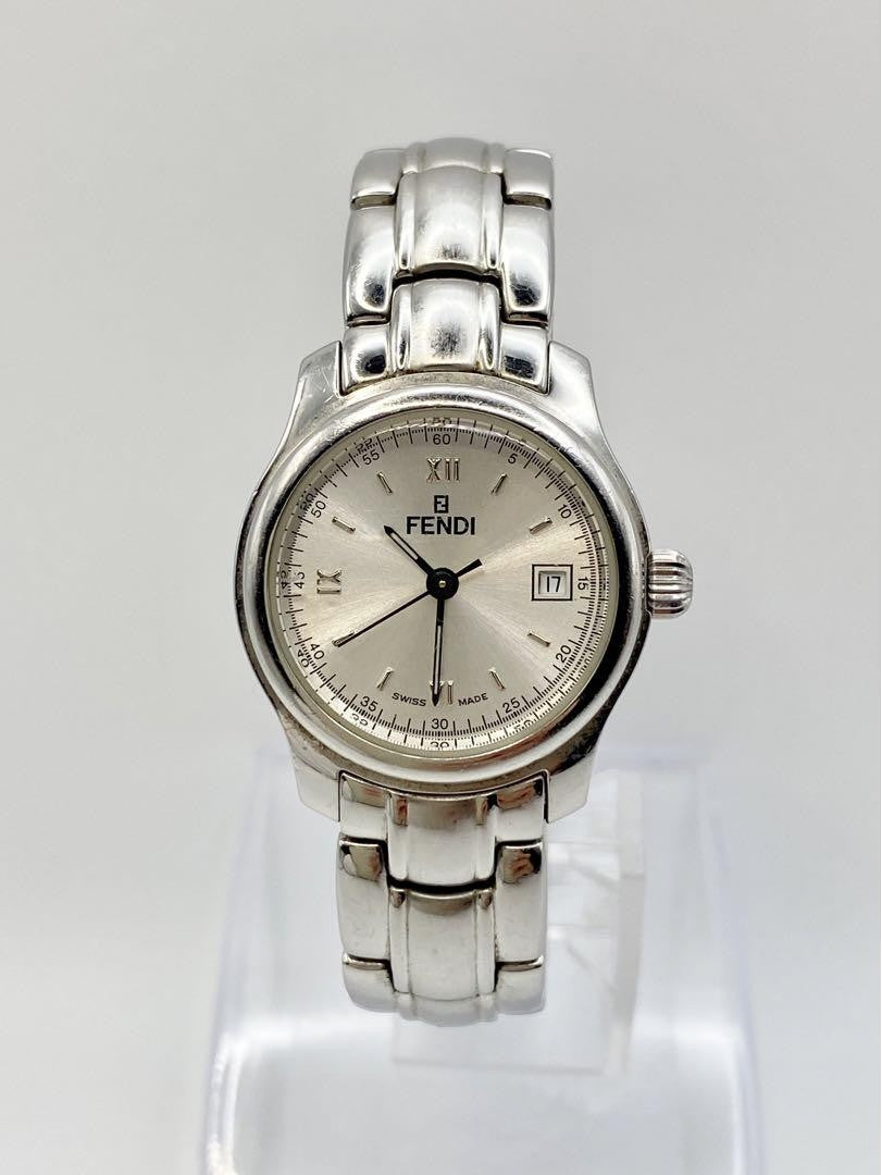 FENDI 210L Quartz Watch Wristwatch FF Logo White Silver Women's Authentic