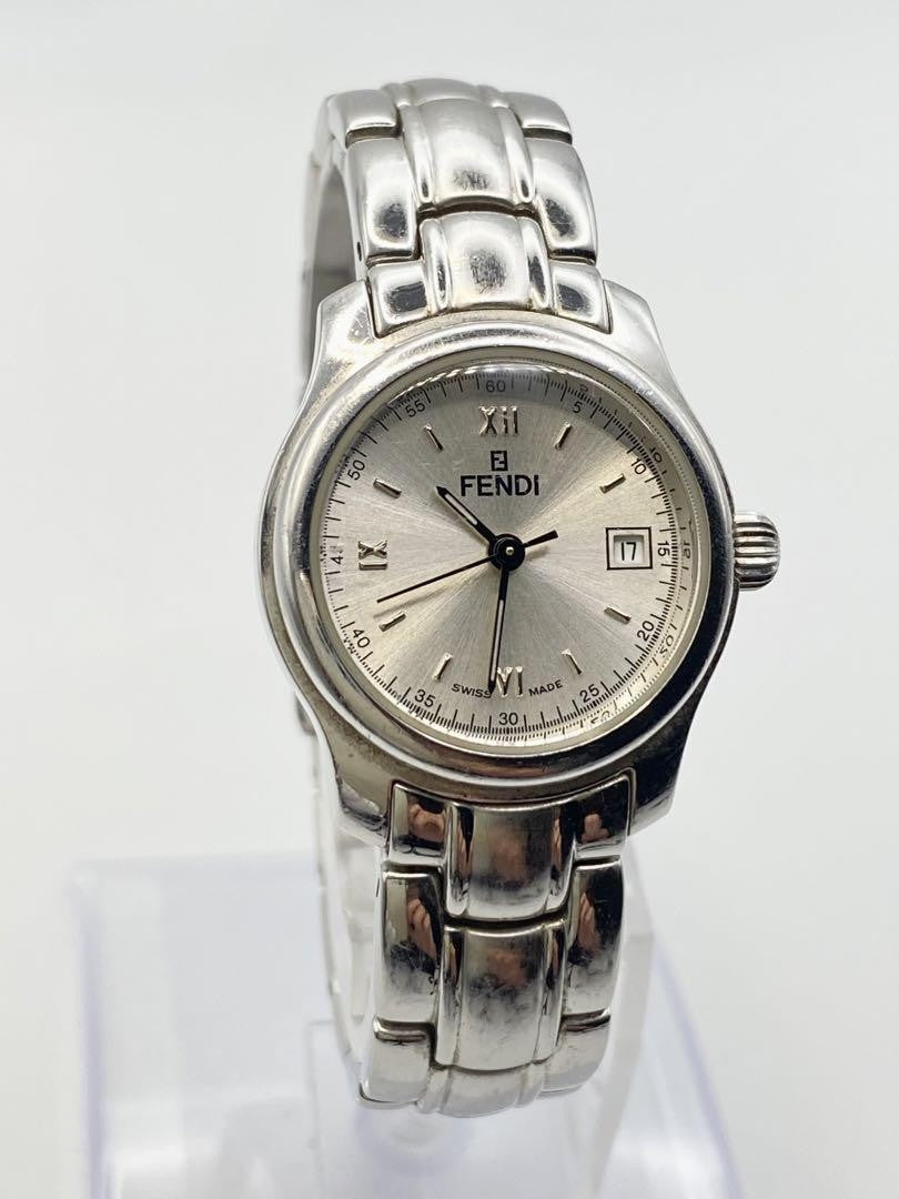 FENDI 210L Quartz Watch Wristwatch FF Logo White Silver Women's Authentic