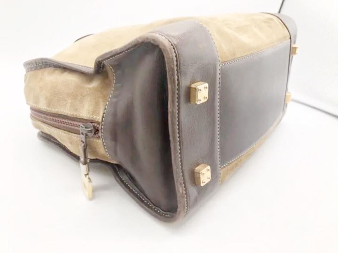 LOEWE Bag Amazona Hand Tote Purse Anagram Leather Suede Beige Brown Authentic