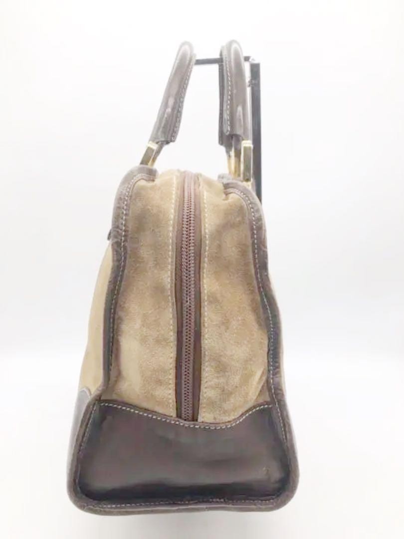 LOEWE Bag Amazona Hand Tote Purse Anagram Leather Suede Beige Brown Authentic