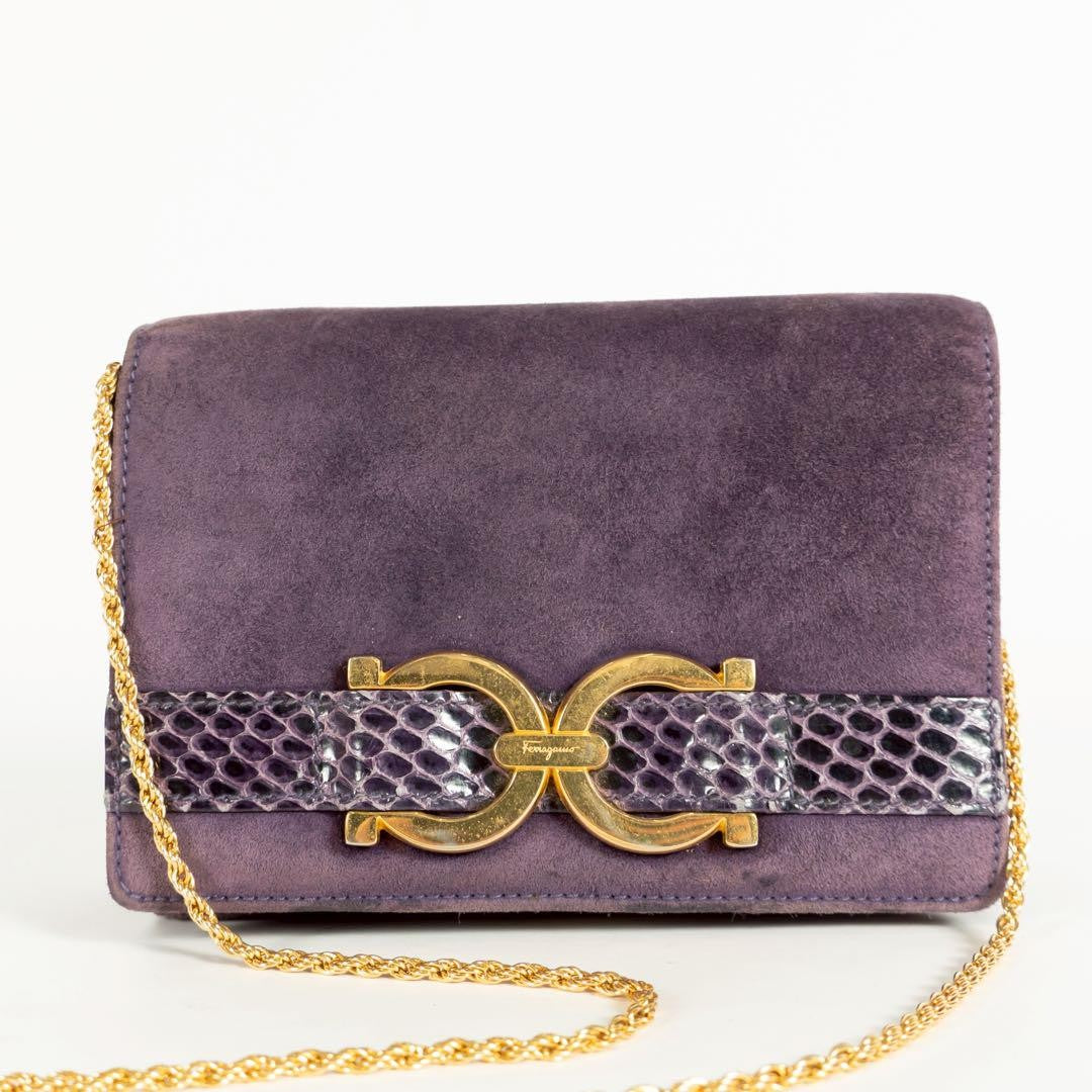 Salvatore Ferragamo Shoulder bag Gancini Purse Purple Used Women's Authentic