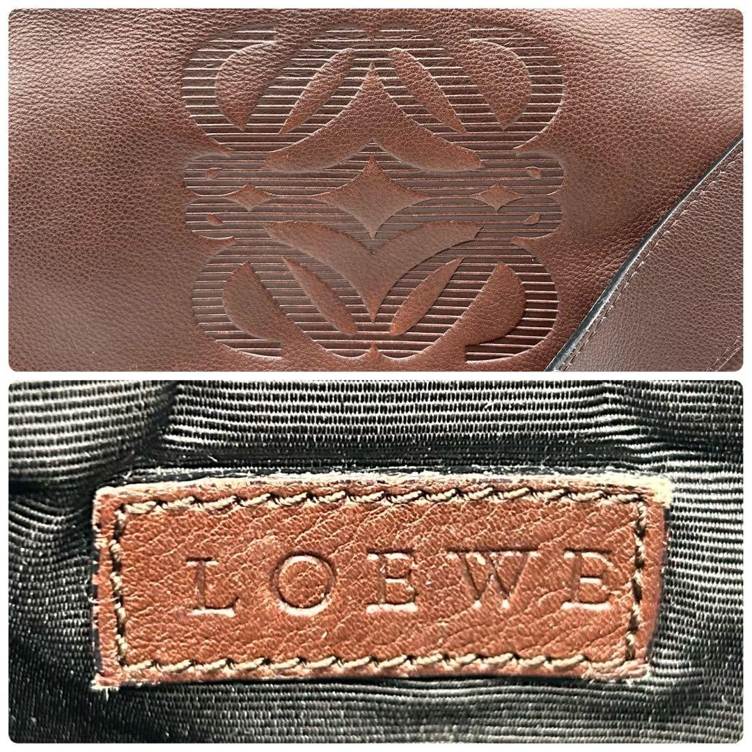 LOEWE Bag Anagram Shoulder Purse Leather Brown Authentic Vintage
