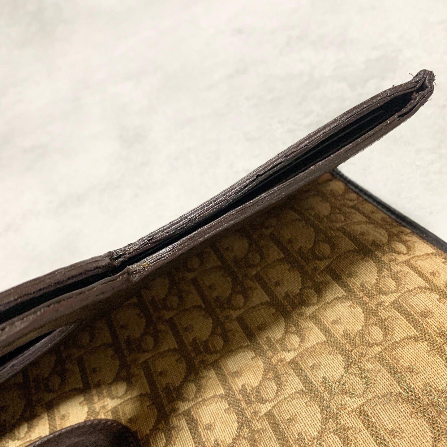 Christian Dior Trotter Clutch Bag CD Purse Handbag Canvas Brown Beige Auth Used