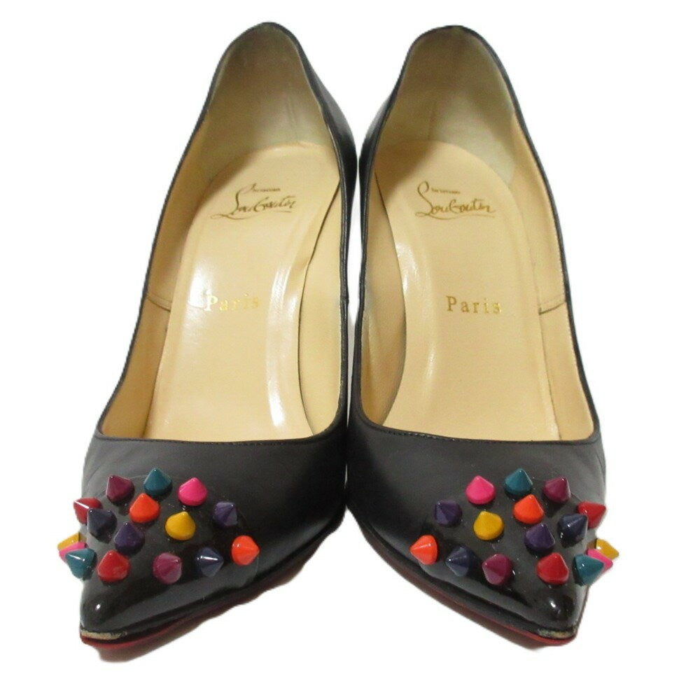 Christian Louboutin Shoes Pumps Heel EU 37 US 7 Leather Black Authentic