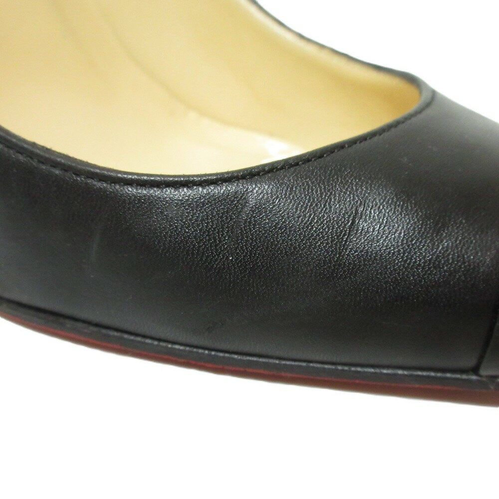 Christian Louboutin Shoes Pumps Heel EU 37 US 7 Leather Black Authentic