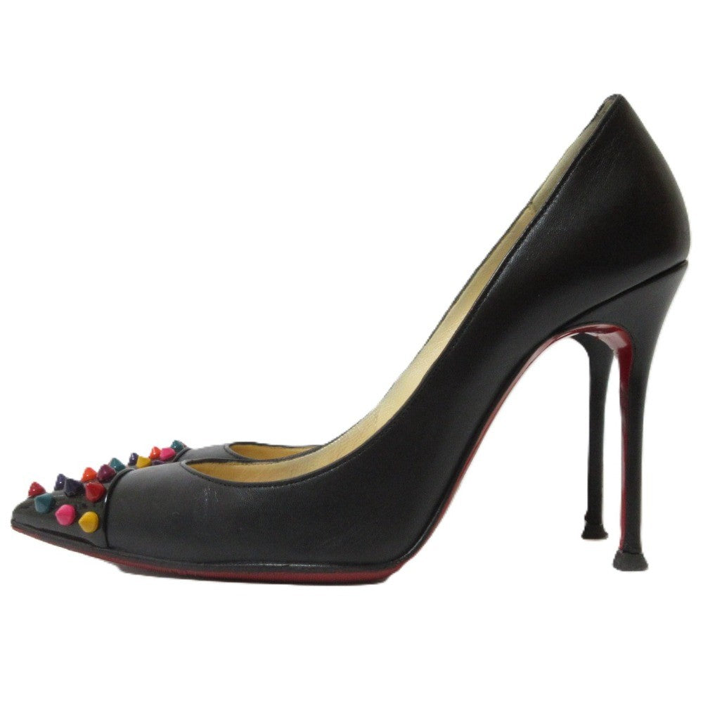 Christian Louboutin Shoes Pumps Heel EU 37 US 7 Leather Black Authentic