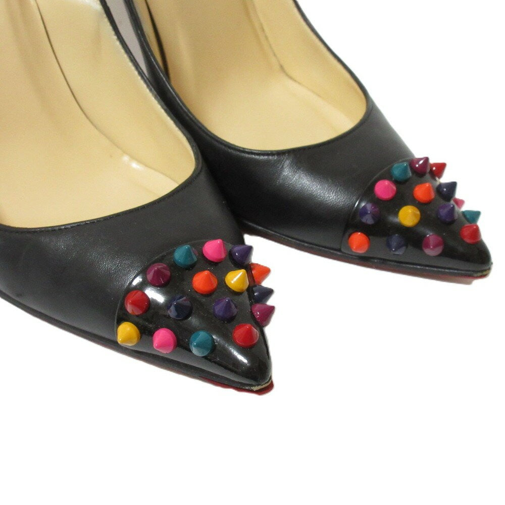 Christian Louboutin Shoes Pumps Heel EU 37 US 7 Leather Black Authentic