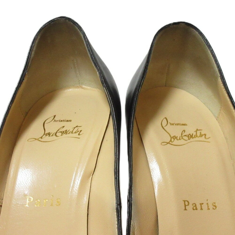Christian Louboutin Shoes Pumps Heel EU 37 US 7 Leather Black Authentic