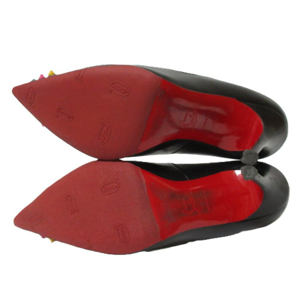 Christian Louboutin Shoes Pumps Heel EU 37 US 7 Leather Black Authentic