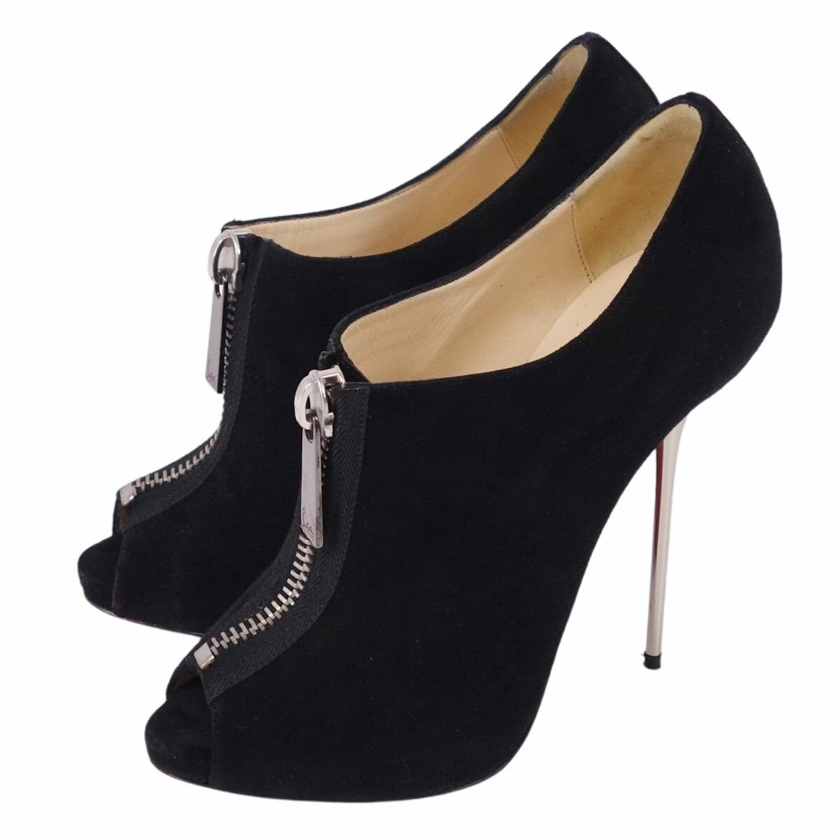 Christian Louboutin Boots Bootie Shoes EU 38 US 8 Suede Leather Black Authentic