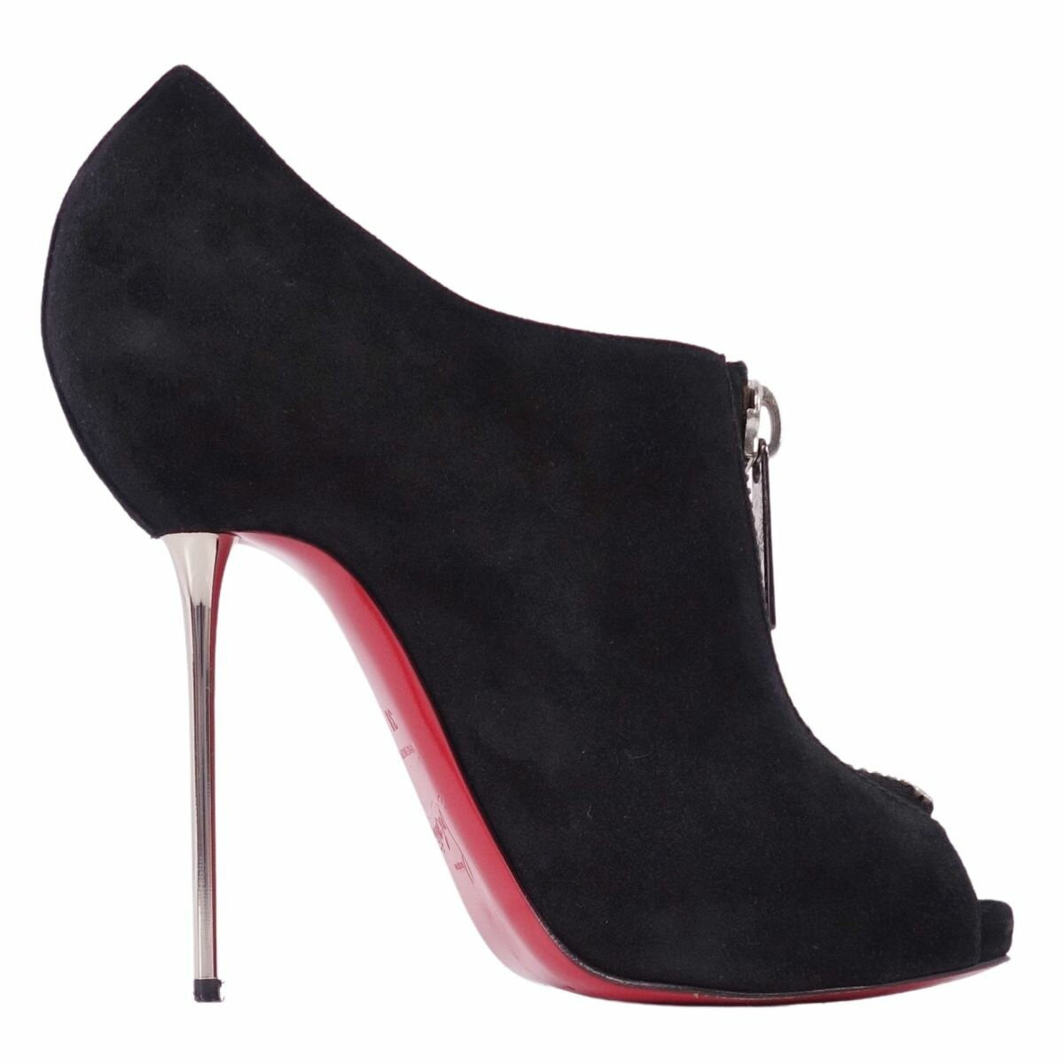 Christian Louboutin Boots Bootie Shoes EU 38 US 8 Suede Leather Black Authentic