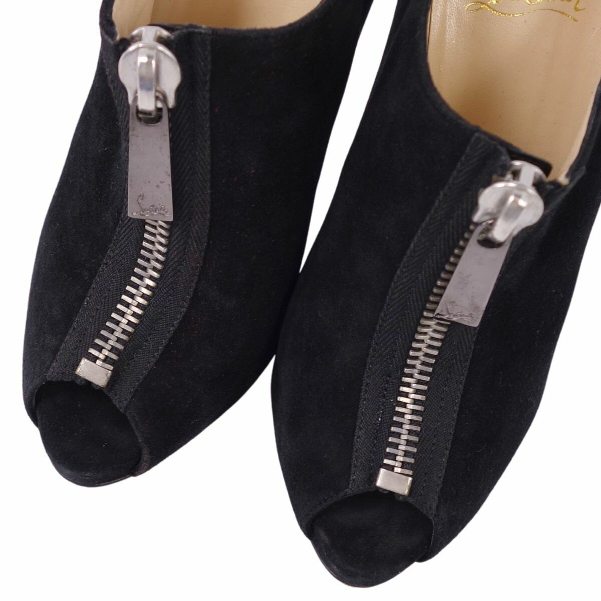 Christian Louboutin Boots Bootie Shoes EU 38 US 8 Suede Leather Black Authentic